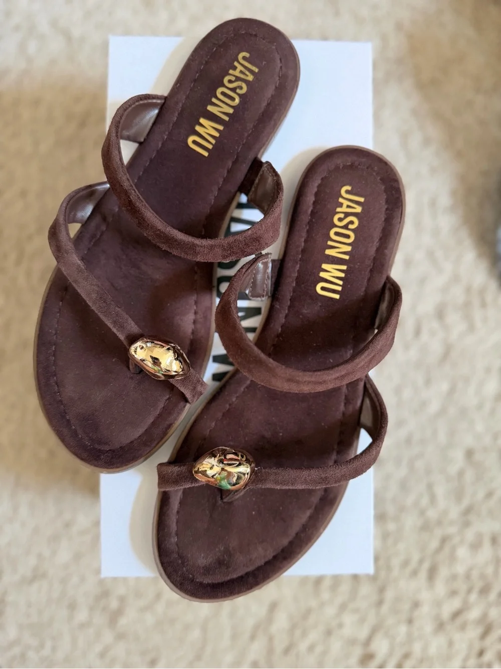 Jason Wu chocolate brown sandals with gold accent size 7